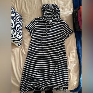 Cabi black and white stripe beach cover up